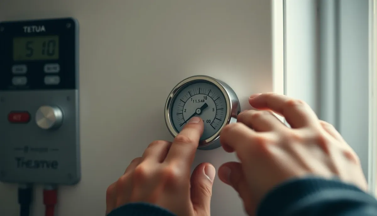 Vérification de la pression d'une chaudière sur le manomètre par un particulier