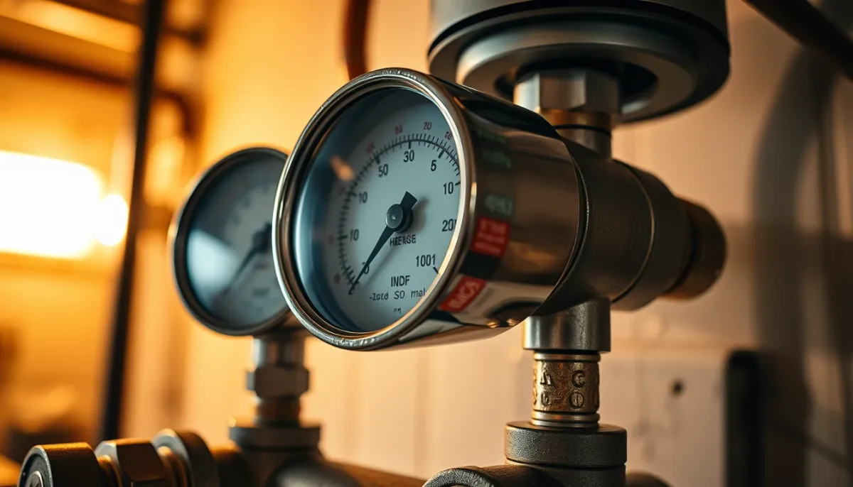 Manomètre et thermomètre sur un collecteur de chauffage, vérification de la pression et de la température