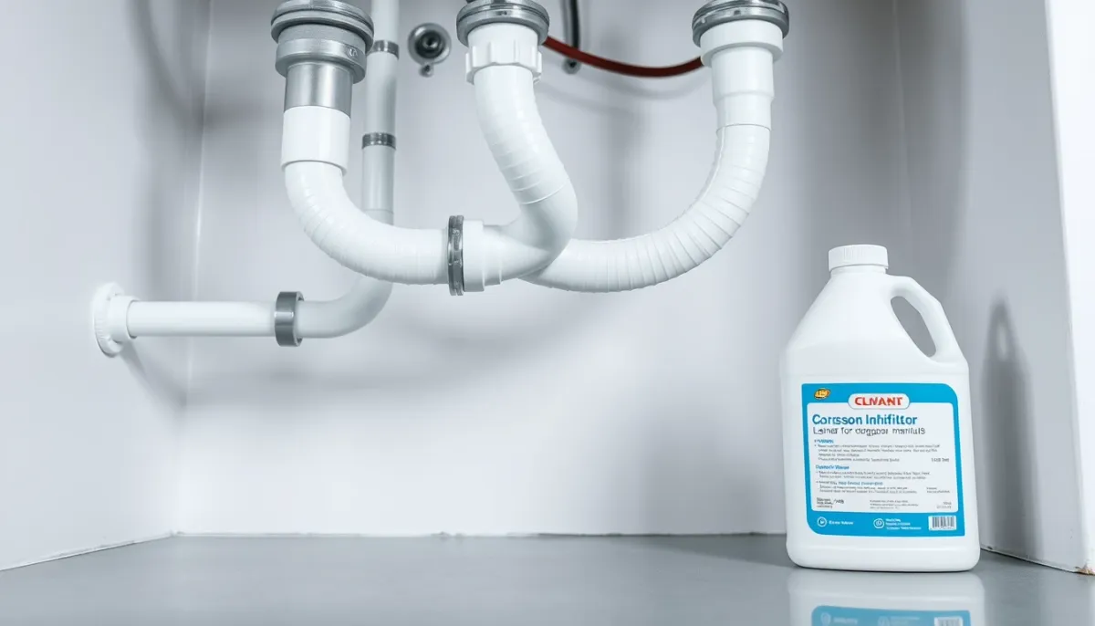 Collecteur de plancher chauffant propre avec flacon d'inhibiteur de corrosion, entretien préventif